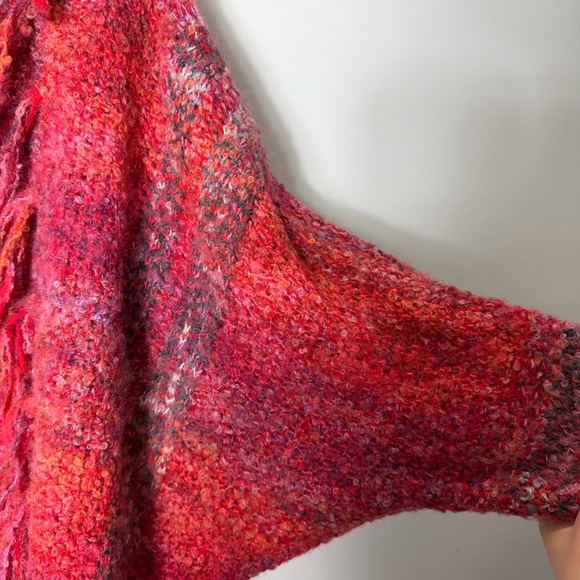 Anthropologie Sleeping on Snow Wool Fringe Cocoon Shawl Boucle XS *o - Picture 8 of 12